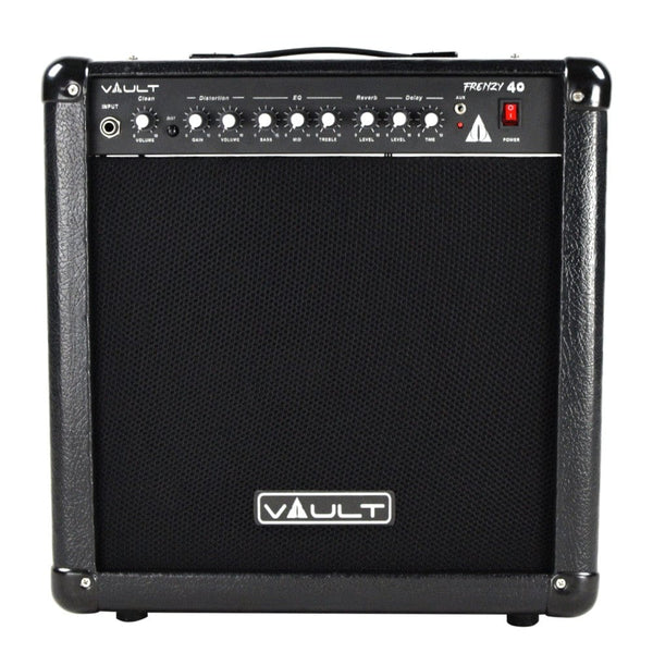 vault guitar combo amplifiers vault frenzy 40 watt guitar combo amplifier with analog distortion, reverb & delay all playable together - open box