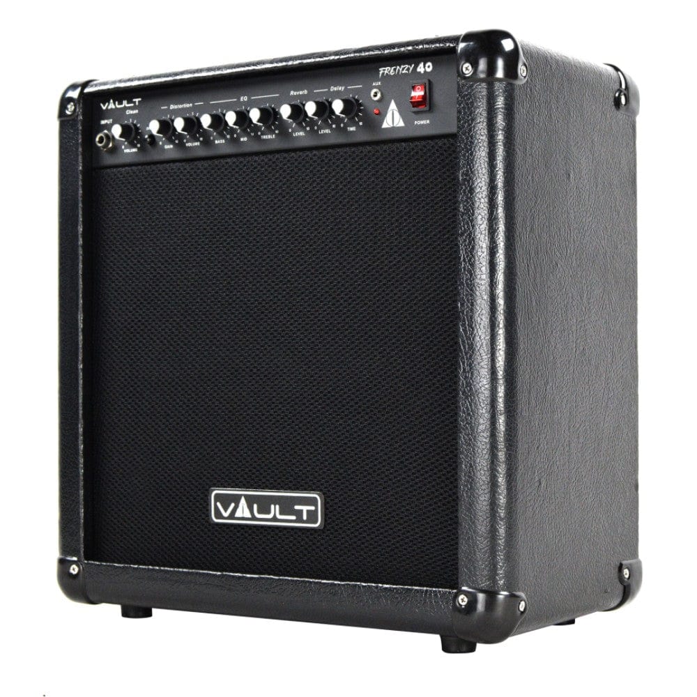vault guitar combo amplifiers vault frenzy 40 watt guitar combo amplifier with analog distortion, reverb & delay all playable together - open box