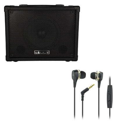 Vault Guitar Combo Amplifiers Vault Fury 30 Watt Digital Combo Guitar Amplifier With Effects and 36 Pattern Drum Machine with Vault Buds Duo Dual Driver Earphones