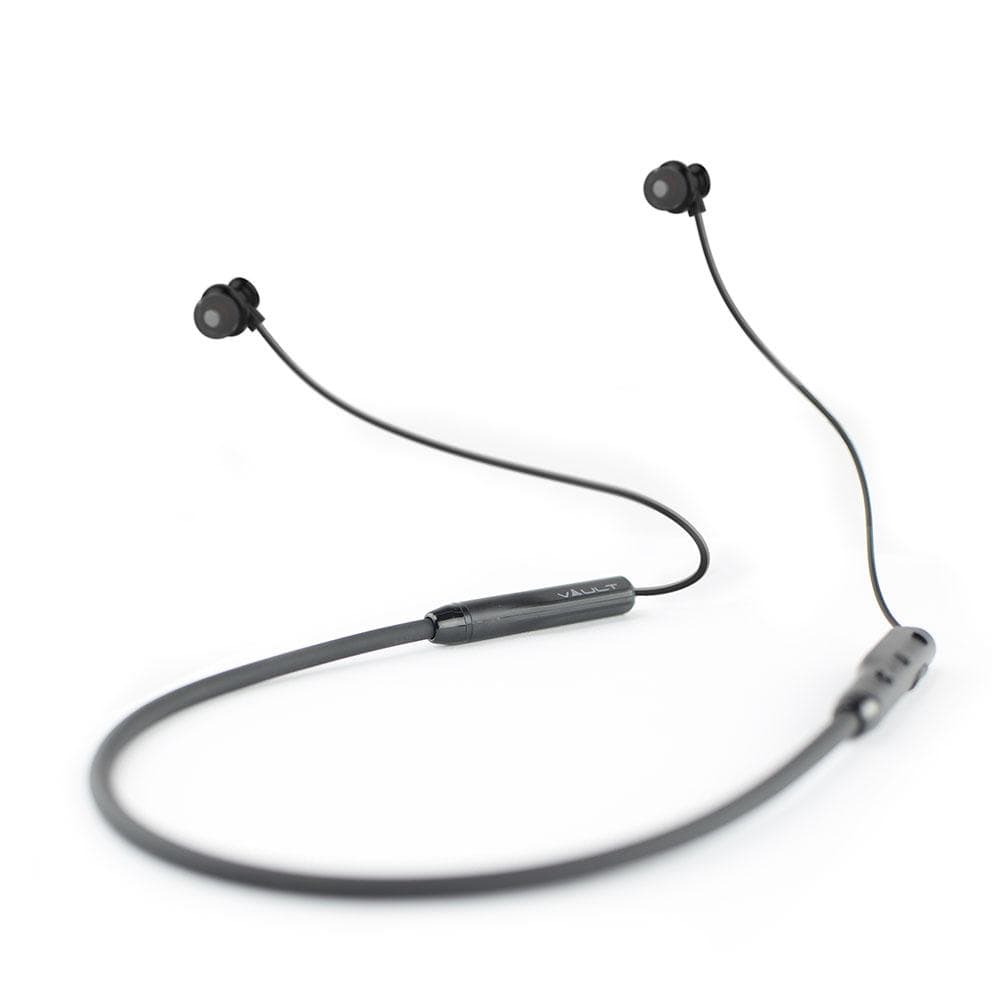 Vault In-Ear Neckband Headphones Vault Play Neckband With long Battery Life, Magnetic Earbuds, BT Version 5.0 & Mic - Black - Ideal For Work From Home