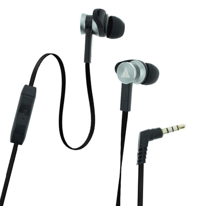 vault in-ear wired headphones black vault buds earphones with in-line mic & 3d stereo sound for iphone & android phones   