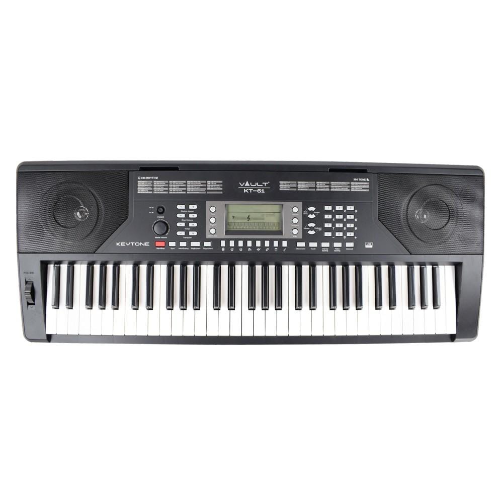 Vault Keyboard Bundles Black Vault KT-61 Keytone Touch Sensitive 61-Key Keyboard With Gigbag, Polishing Cloth, Online Lessons & Ebook