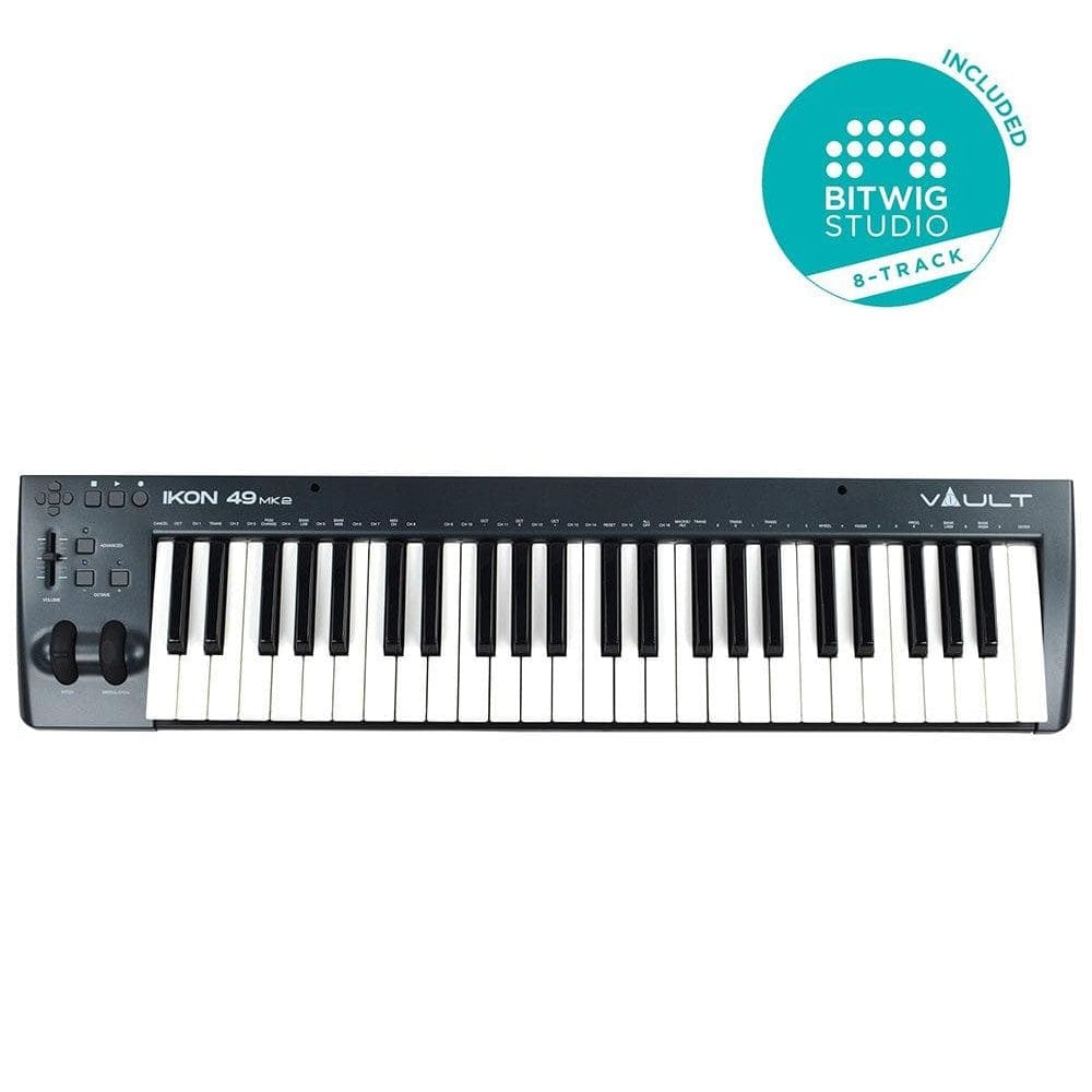 vault midi keyboards black vault ikon mk2 49 key velocity sensitive midi keyboard with bitwig 8-track bundle   #color_black,title_single