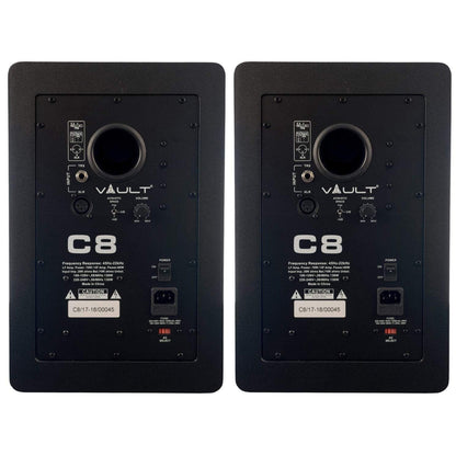 Vault Monitor Speakers Vault C8 8-Inch Powered Studio Monitors With Isolation Foam Pads - Pair