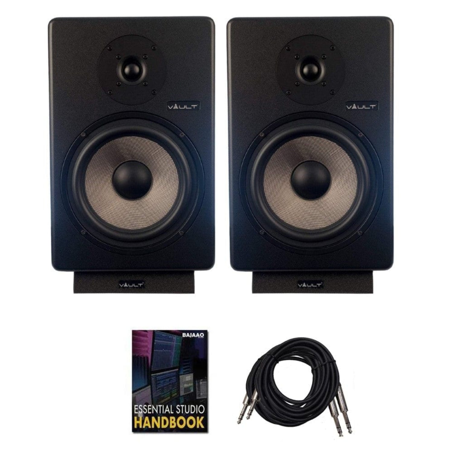 Vault Monitor Speakers Vault C8 8" Powered Studio Monitors With Isolation Foam Pads - Pair
