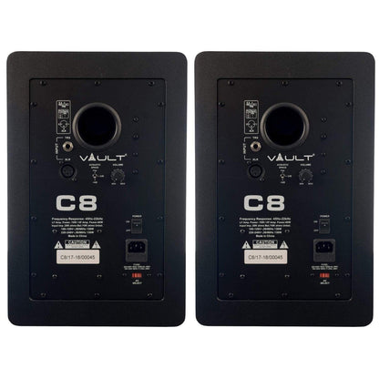 Vault Monitor Speakers Vault C8 8" Powered Studio Monitors With Isolation Foam Pads - Pair