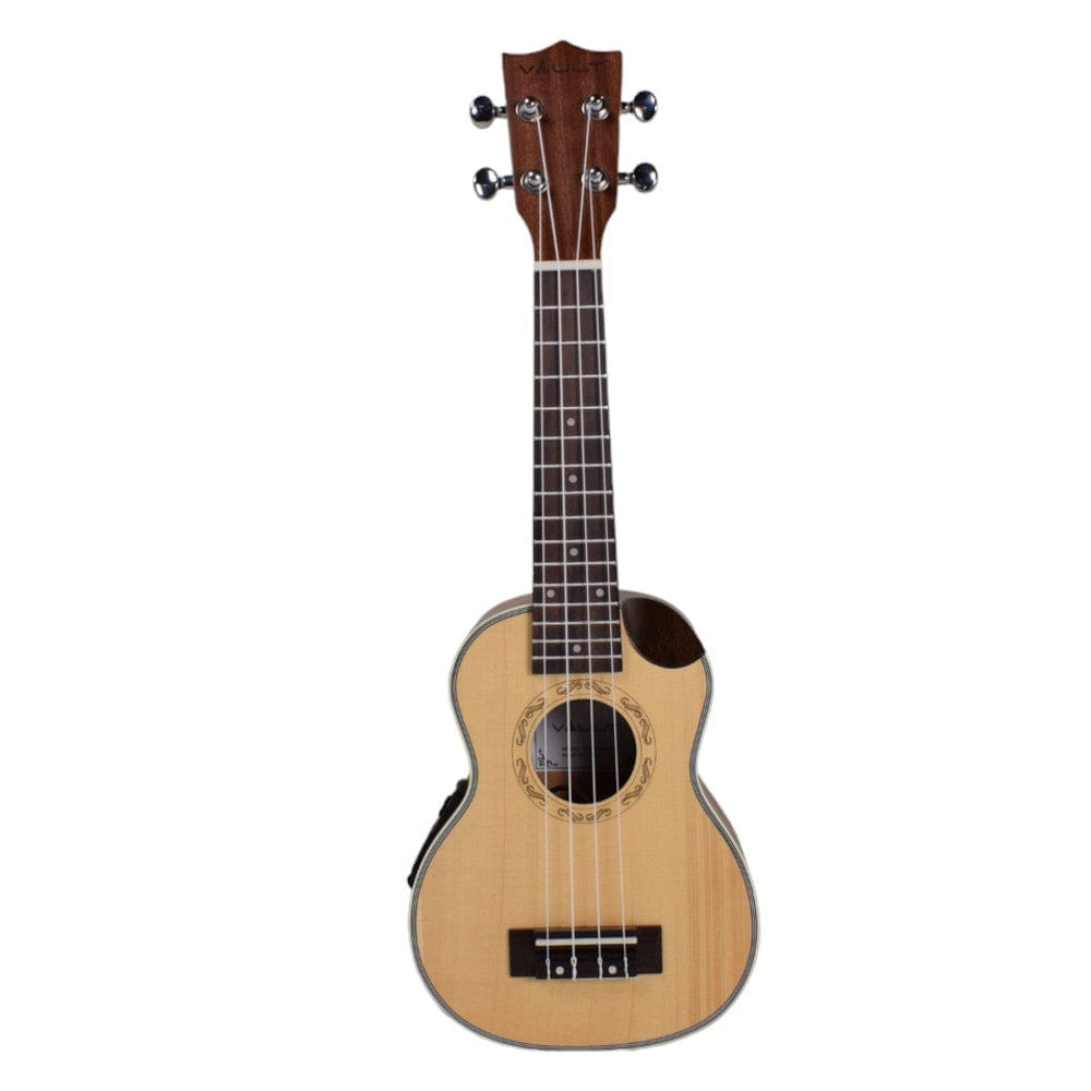 Vault Soprano Ukuleles ElectroAcoustic Vault UK-1000SC 21-Inch Solid Spruce Top Premium Semi Cutaway Soprano Ukulele