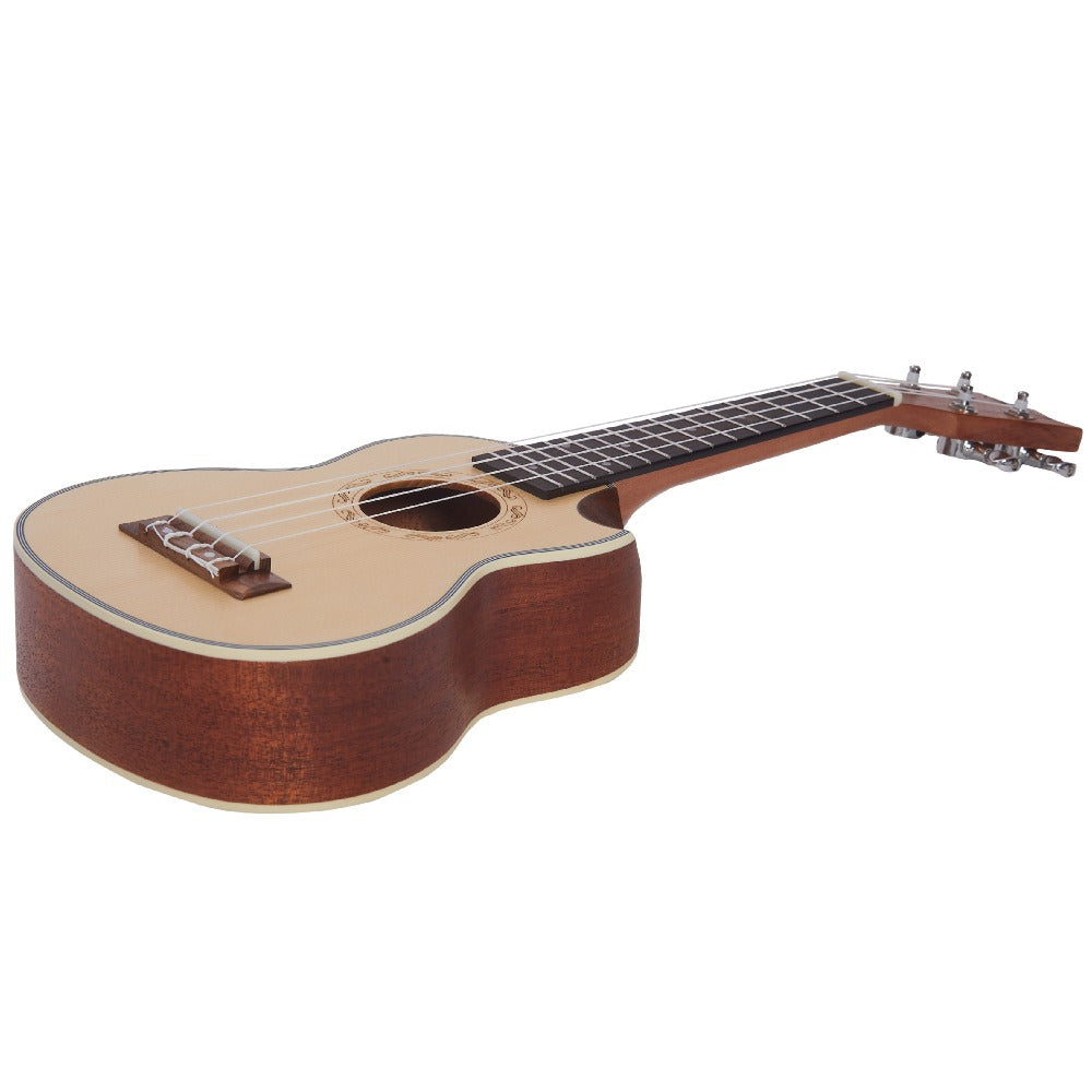 Vault Soprano Ukuleles Vault UK-1000SC 21-Inch Solid Spruce Top Premium Semi Cutaway Soprano Ukulele#type_ acoustic 