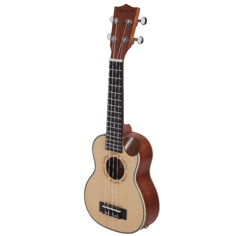 Vault Soprano Ukuleles Vault UK-1000SC 21-Inch Solid Spruce Top Premium Semi Cutaway Soprano Ukulele#type_ electroacoustic 