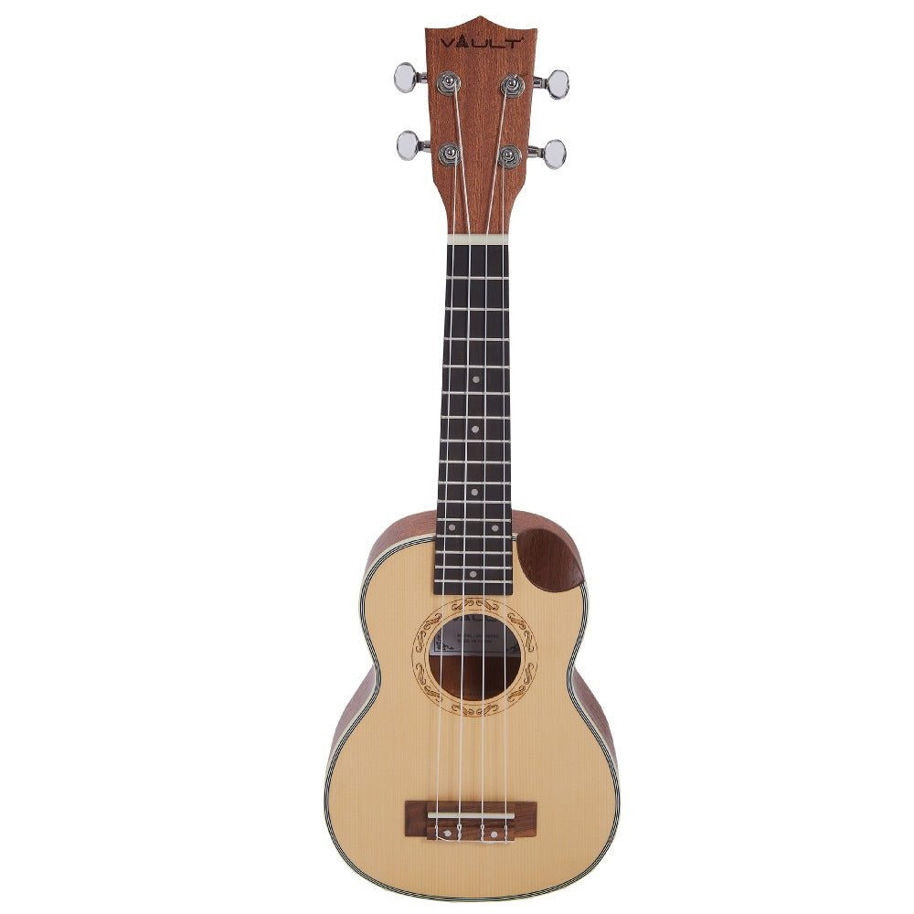 Vault Soprano Ukuleles Vault UK-1000SC 21-Inch Solid Spruce Top Premium Semi Cutaway Soprano Ukulele - Open Box