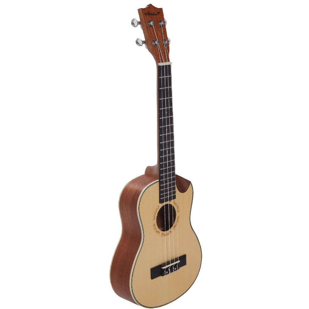 Vault Tenor Ukuleles Vault UK-1000TC 26-Inch Solid Spruce Top Premium Semi Cutaway Tenor Ukulele - Open Box