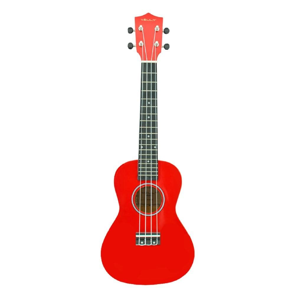 vault ukulele bundles vault uk-003 concert colourful 23-inch ukulele with gig bag, tuner, capo, polishing cloth & ebook      #color_red-glossy