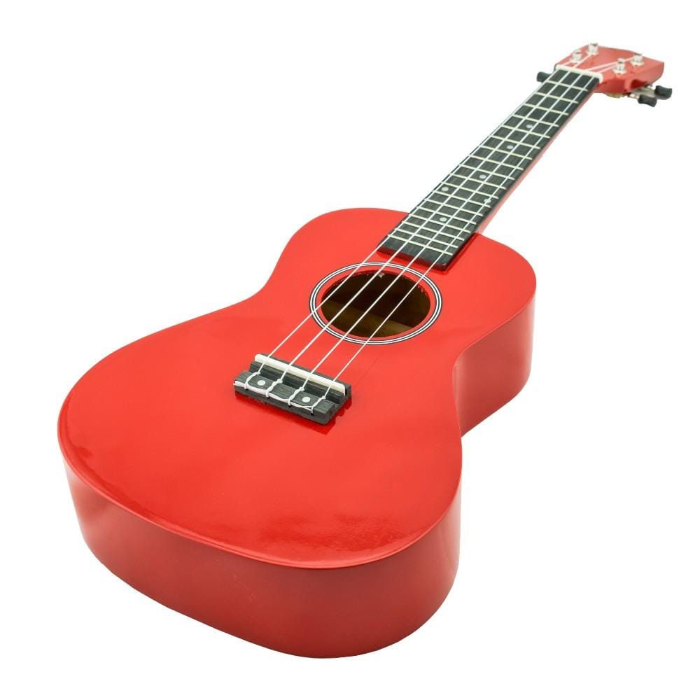vault ukulele bundles vault uk-003 concert colourful 23-inch ukulele with gig bag, tuner, capo, polishing cloth & ebook      #color_red-glossy