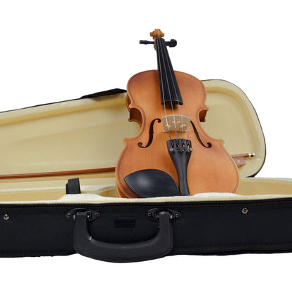vault violins natural vault enorm solid spruce top 4/4 violin with bow, rosin & case (outfit) 