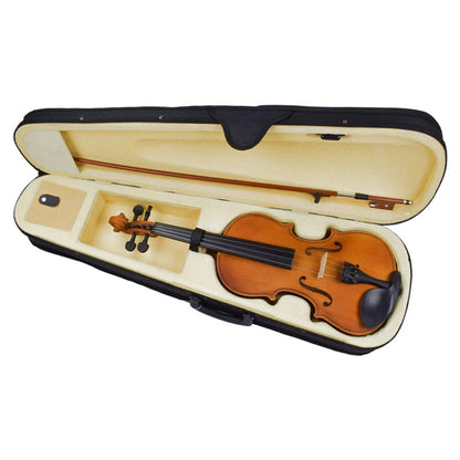 vault violins natural vault enorm solid spruce top 4/4 violin with bow, rosin & case (outfit) 