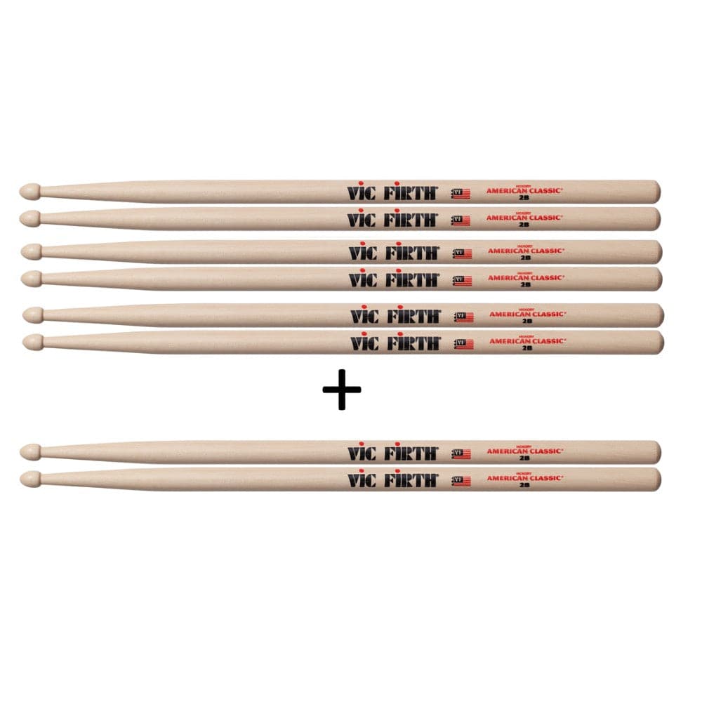 vic firth drumsticks vic firth p2b.3-2b.1 2b value pack drum stick