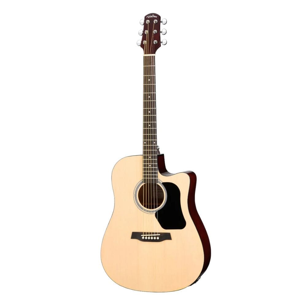 walden electro acoustic guitars natural walden d450ce dreadnought cutaway 6 string electro acoustic guitar with gig bag     #color_natural