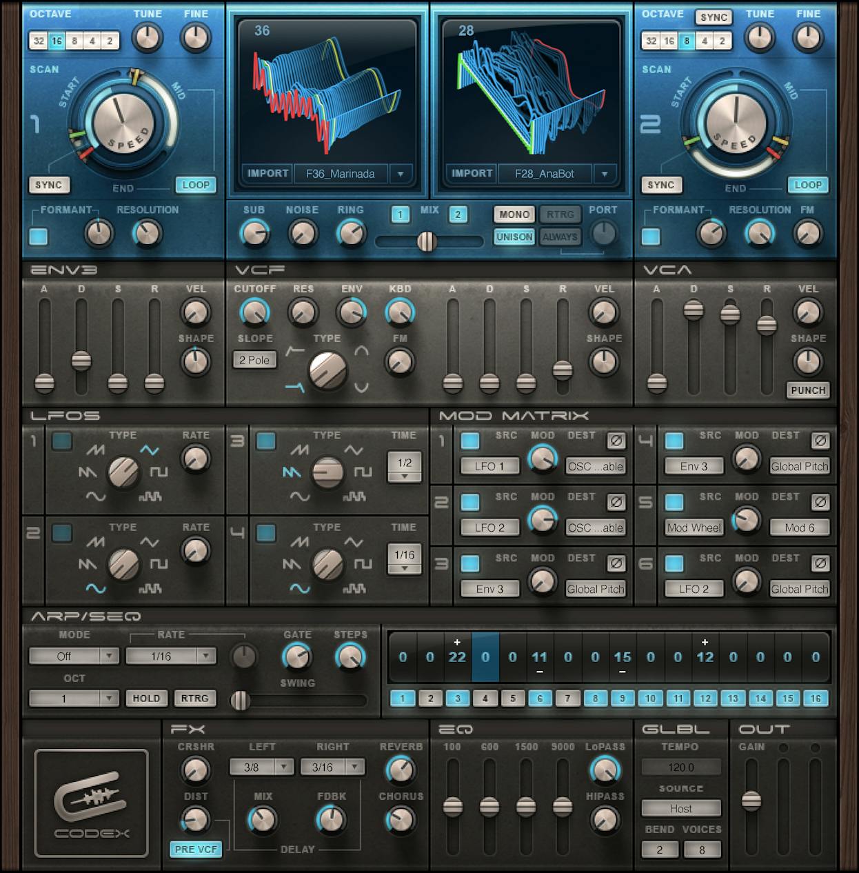 WAVES Virtual Instruments Waves Codex Wavetable Synth: Wavetable Synthesizer