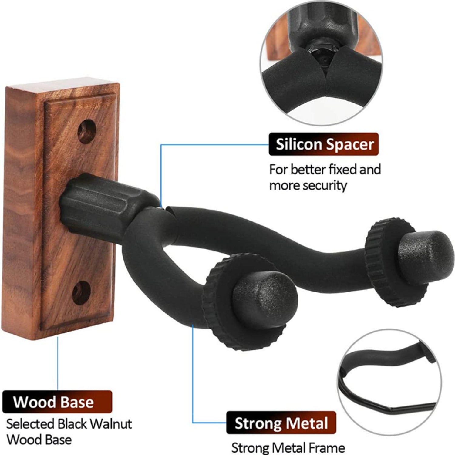 Wingo Guitar Hangers and Holders Black Wingo WH-08 Guitar Hanger