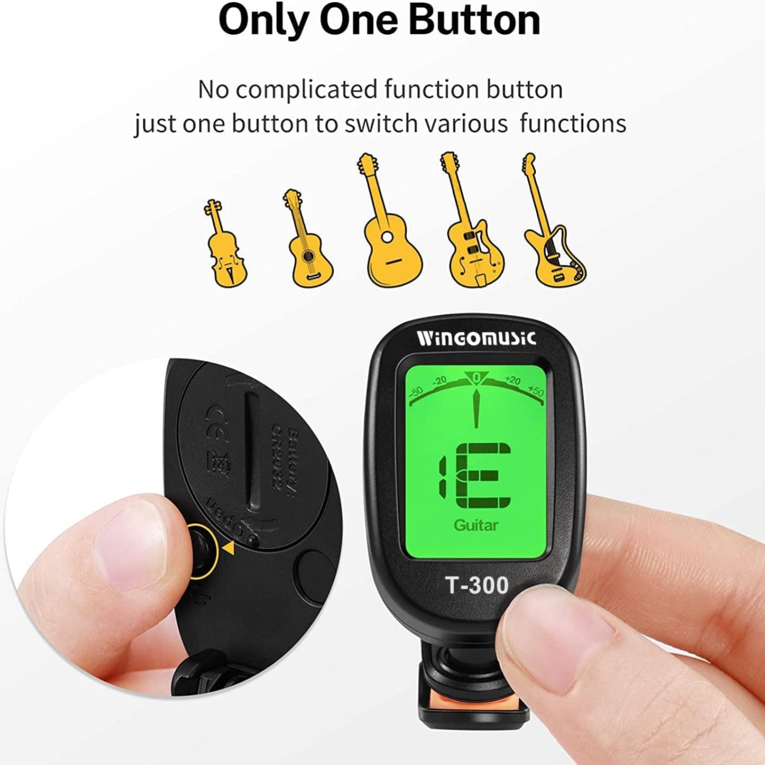 Wingo Tuners Black Wingo T-300 Guitar Tuner