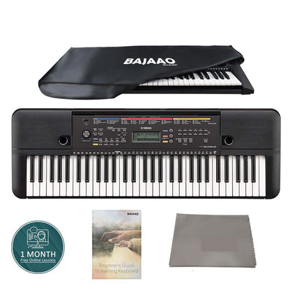 yamaha keyboard bundles yamaha psr e263 61 key portable keyboard bundle with dust cover, polishing cloth, online lessons & ebook