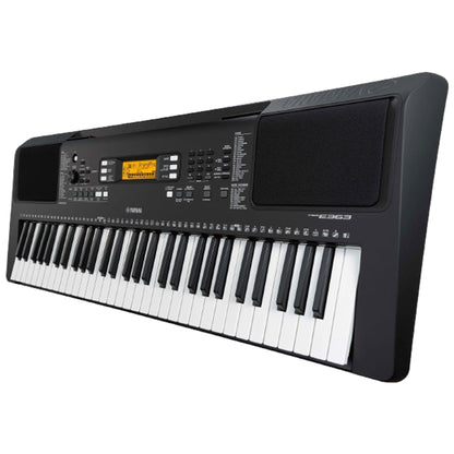yamaha keyboard bundles yamaha psr-e363 61-key touch sensitive portable keyboard with stand, gig bag, polishing cloth and headphones
