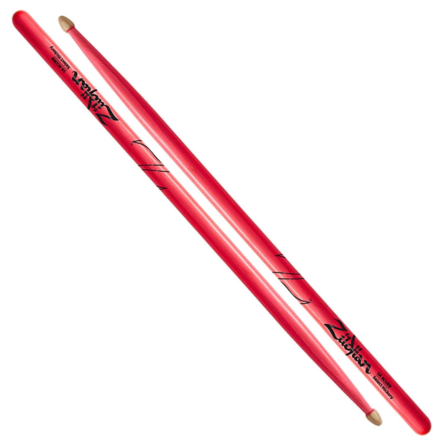 Zildjian Drumsticks Zildjian 5ACWDGP Acorn Neon Pink Drumsticks - 5A