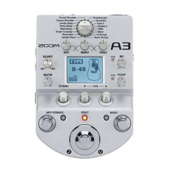 Zoom Acoustic Guitar Processors Zoom A3 Acoustic Guitar Preamp and Effects Guitar Processor