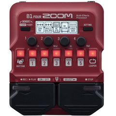 Zoom Effect Pedals B1 Four Zoom B1X & B1 Four Bass Multi Guitar Effect Pedals- Red