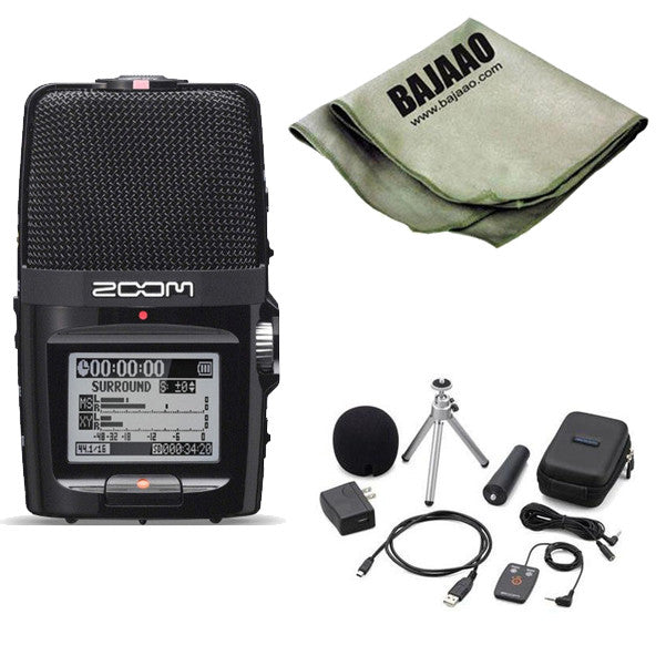 zoom portable field recorders zoom h2n handy portable digital audio recorder with zoom aph-2n accessory pack and polishing cloth