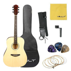 Vault ED-10D 41 inch Dreadnought Acoustic Guitar with Bag, Strings, Straps, Picks, Stringwinder & Polishing Cloth