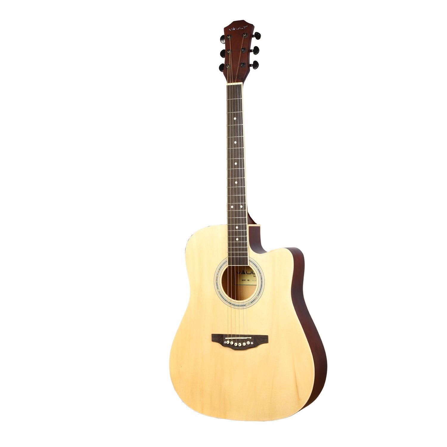 Vault Acoustic Guitars Vault ED-10C 41 inch Cutaway Acoustic Guitar with Bag, Strings, Straps, Picks, Stringwinder & Polishing Cloth