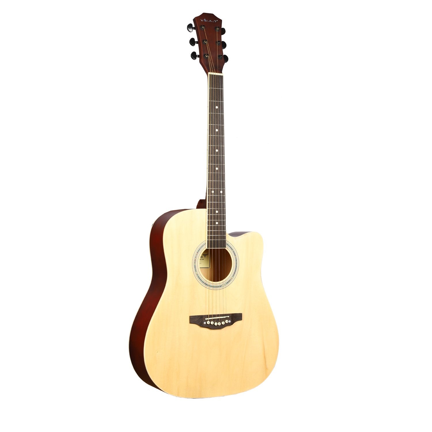 Vault Acoustic Guitars Vault ED-10C 41 inch Cutaway Acoustic Guitar with Bag, Strings, Straps, Picks, Stringwinder & Polishing Cloth