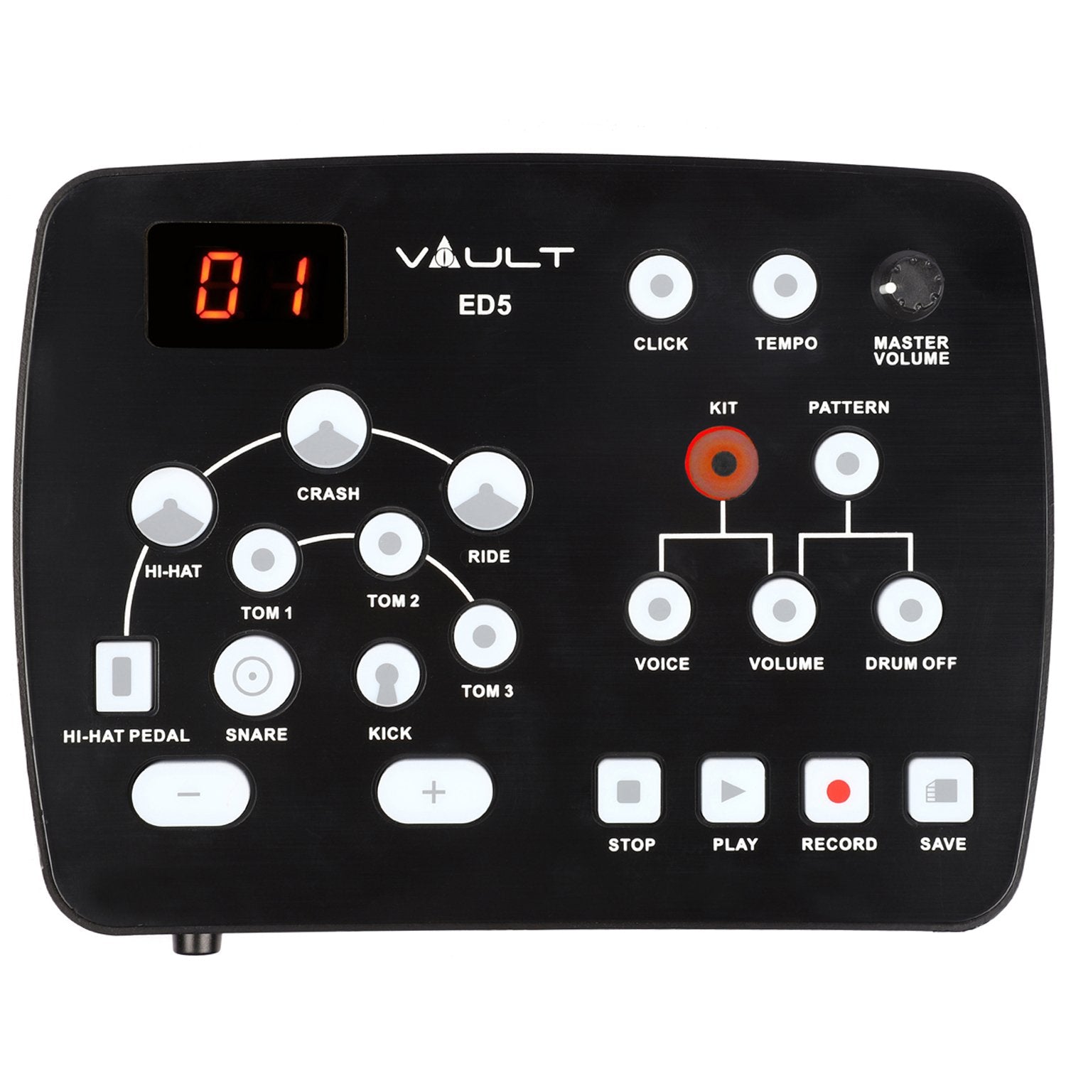 Vault Electronic Drum Kits Vault ED-5 USB 7 Piece Electronic Drum Kit